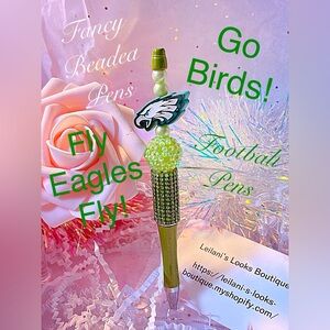 Fancy Beaded Pens , Philadelphia eagles, Fancy pens, Acrylic beads, rhinestones